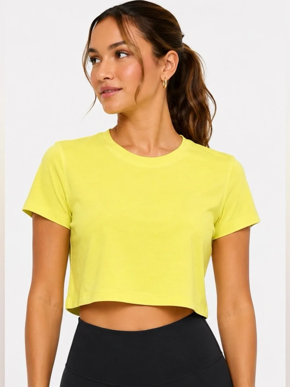 lululemon athletica Neon Yellow Cropped Tee